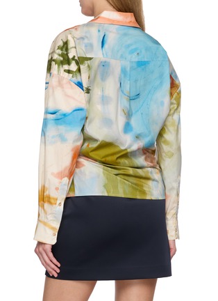 背面 - 点击放大 - ULLA JOHNSON - Long Sleeve Abstract Print Draped Cotton Blouse