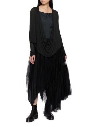 模特儿示范图 - 点击放大 - MARC LE BIHAN - Cowl Neck Layered Long Sleeve Top
