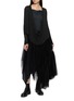 模特儿示范图 - 点击放大 - MARC LE BIHAN - Cowl Neck Layered Long Sleeve Top