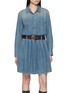 首图 - 点击放大 - MO&CO. - Belted Pleated Medium Wash Denim Dress