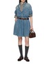 模特儿示范图 - 点击放大 - MO&CO. - Belted Pleated Medium Wash Denim Dress