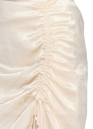  - MO&CO. - Lace Trim Drawstring Slit Midi Skirt