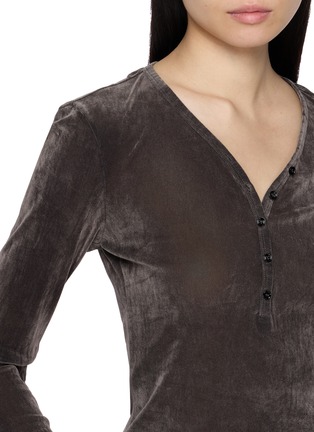  - MO&CO. - Button Up Velvet Top