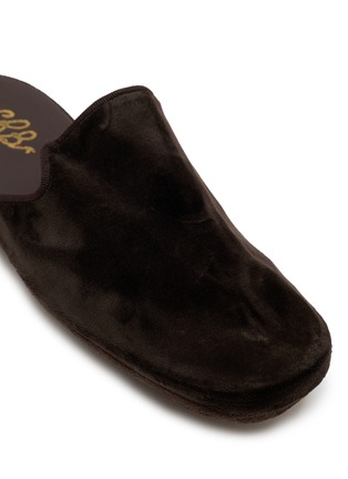 细节 - 点击放大 - C.R.B. - Grosgrain Trim Velvet Cotton Slippers