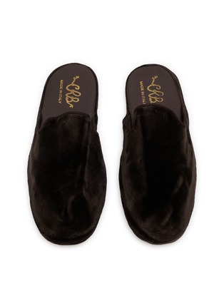 模特儿示范图 - 点击放大 - C.R.B. - Grosgrain Trim Velvet Cotton Slippers