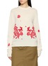 首图 - 点击放大 - EDITION - Long Sleeve Red Floral Motif Knit Top