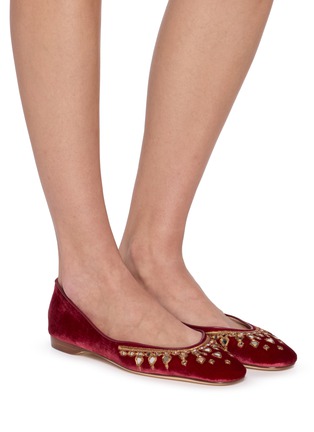 模特儿示范图 - 点击放大 - EMMA HOPE - Mirror Round Velvet Ballet Flats