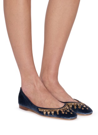 模特儿示范图 - 点击放大 - EMMA HOPE - Mirror Round Velvet Ballet Flats