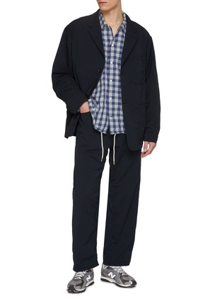 模特儿示范图 - 点击放大 - NANAMICA - Palaka Chequered Core Yarn Cotton Blend Shirt