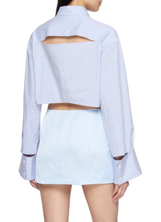 背面 - 点击放大 - WE11DONE - Cropped Striped Cutout Back Shirt