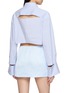 背面 - 点击放大 - WE11DONE - Cropped Striped Cutout Back Shirt