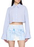 首图 - 点击放大 - WE11DONE - Cropped Striped Cutout Back Shirt