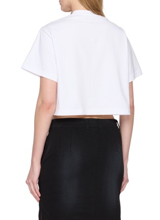 背面 - 点击放大 - WE11DONE - Textured Logo Cropped Cotton T-Shirt