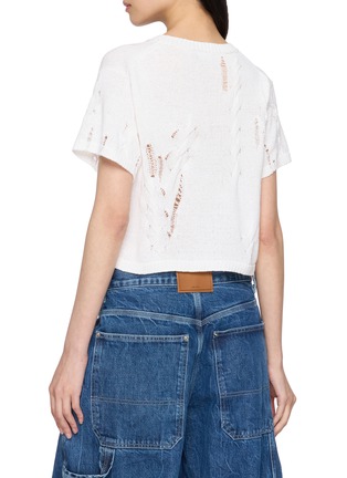 背面 - 点击放大 - WE11DONE - Cropped Distressed Necklace Print Knit Top