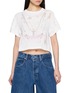 首图 - 点击放大 - WE11DONE - Cropped Distressed Necklace Print Knit Top