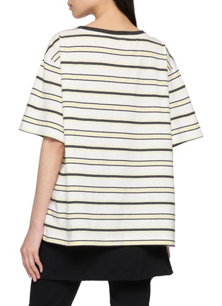 背面 - 点击放大 - WE11DONE - Rhinestone Logo Striped T-Shirt