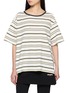 首图 - 点击放大 - WE11DONE - Rhinestone Logo Striped T-Shirt