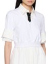  - WE11DONE - Layered Turn-Up Cuff Tie Cotton Shirt Dress