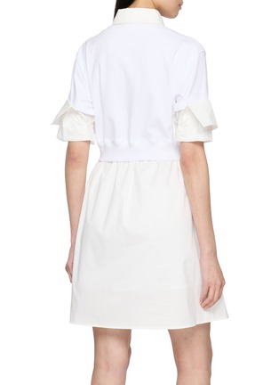 背面 - 点击放大 - WE11DONE - Layered Turn-Up Cuff Tie Cotton Shirt Dress