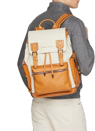模特儿示范图 - 点击放大 - BRUNELLO CUCINELLI - City Leather Backpack