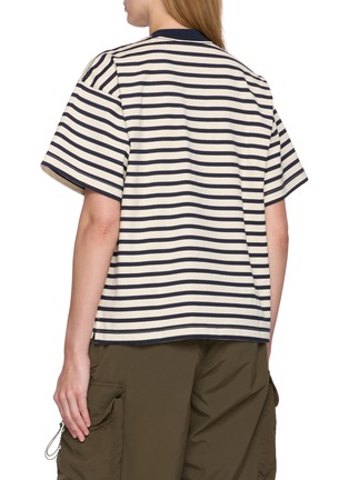 背面 - 点击放大 - AND WANDER - Striped Contrast Panel Cotton T-Shirt