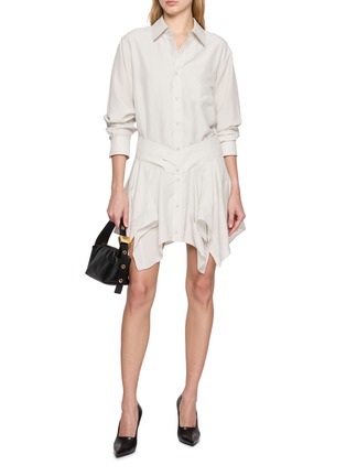 模特儿示范图 - 点击放大 - ALEXANDERWANG - Layered Cut-Off Silk Double Shirt Dress