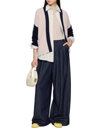 模特儿示范图 - 点击放大 - JOVENS - Oversized Bi Tone Cashmere Knit Cardigan