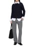 模特儿示范图 - 点击放大 - JOVENS - Round Neck Cashmere Metallic Knit Sweater