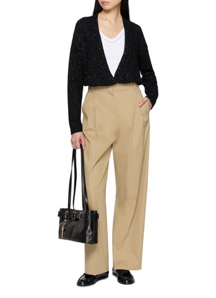 模特儿示范图 - 点击放大 - JOVENS - V-Neck Cashmere Metallic Knit Cardigan