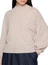  - JOVENS - Long Balloon Sleeve Mock Neck Chunky Ribbed Cashmere Knit Top