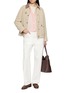模特儿示范图 - 点击放大 - JOVENS - V-Neck Tri Tone Beading Cashmere Knit Cardigan