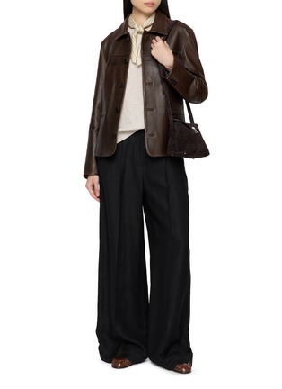 模特儿示范图 - 点击放大 - JOVENS - Oversized Round Neck Pocket Cashmere Knit Sweater