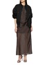模特儿示范图 - 点击放大 - HELMUT LANG - Layered Asymmetrical Seam Sheer Midi Skirt