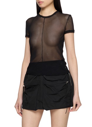 细节 - 点击放大 - HELMUT LANG - Layered Short Sleeve Mesh Top