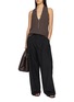 模特儿示范图 - 点击放大 - ST. AGNI - Deep V Open Back Halter Wool Knit Top
