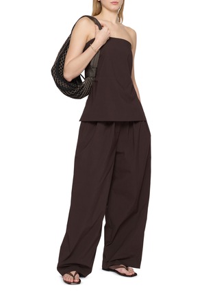 模特儿示范图 - 点击放大 - ST. AGNI - Strapless Rouleau Tie Cotton Blend Top
