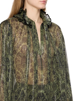  - INTO THE EAST - 提花木耳领系带衬衫