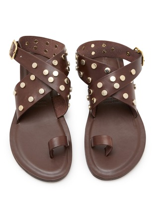 细节 - 点击放大 - STRINGART - Studded Toe Ring Leather Sandals