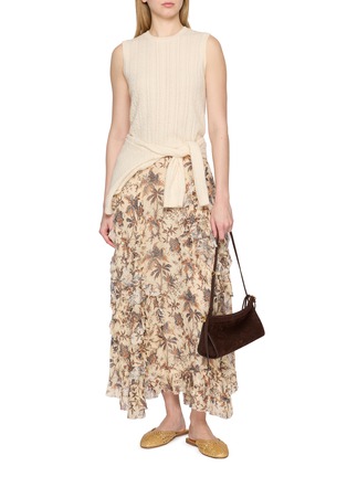 模特儿示范图 - 点击放大 - DÔEN - Louden Sleeveless Cashmere Cable Knit Top