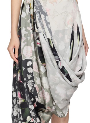  - MAISON MARGIELA - Asymmetrical Draped Patchwork Silk Long Skirt