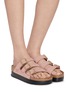 模特儿示范图 - 点击放大 - BIRKENSTOCK - Florida III Flex Platform LENB Leather Sandals