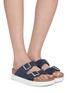 模特儿示范图 - 点击放大 - BIRKENSTOCK - Arizona Flex Platform LENB Leather Sandals