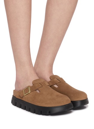 模特儿示范图 - 点击放大 - BIRKENSTOCK - Boston Chunky LEVE Suede Clogs