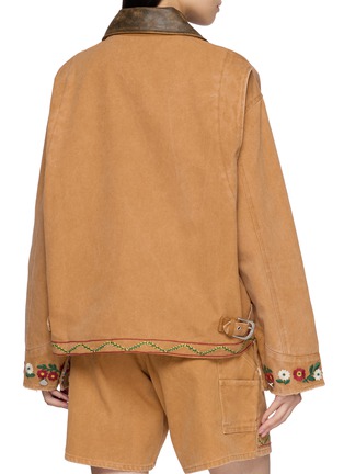 背面 - 点击放大 - FOUND - Floral Embroidered Leather Collar Cotton Canvas Work Jacket