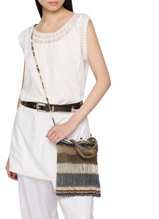 正面 -点击放大 - IMAYIN - Monstera Beaded Cotton Carryall Bag