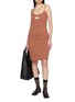 模特儿示范图 - 点击放大 - MM6 MAISON MARGIELA - Logo Patch Cotton Jersey Slip Dress