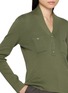  - MM6 MAISON MARGIELA - Trompe-l'œil Patch Pocket V-Neck Cotton Knit Top