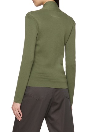 背面 - 点击放大 - MM6 MAISON MARGIELA - Trompe-l'œil Patch Pocket V-Neck Cotton Knit Top