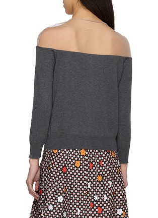 背面 - 点击放大 - MM6 MAISON MARGIELA - Hanging Sheer Overlay Off Shoulder Cardigan