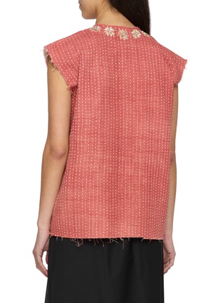 背面 - 点击放大 - KARTIK RESEARCH - Kantha Embroidered Frayed Trim Cotton Vest